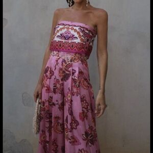 Zara Pink Strapless Sundress Resort Wear